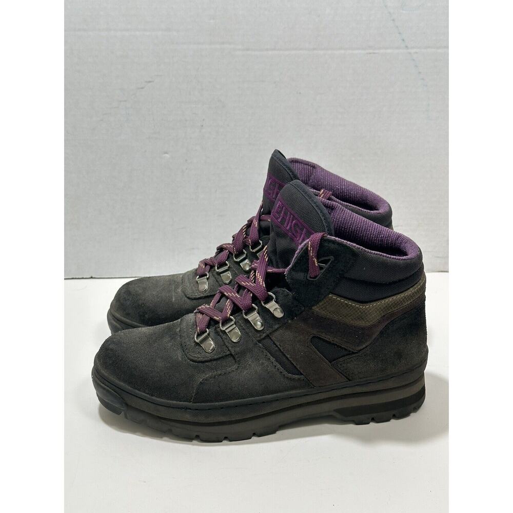 Lehigh Steel Toe Boots Oil Resistant Black Purple Lace Womens Split Leather 8.5M
